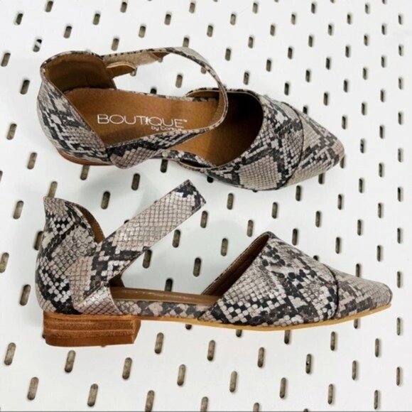 Boutique by CORKY’S Zenobia Taupe Metallic Snake Embossed D'Orsay Flats - size 6 - Picture 5 of 9